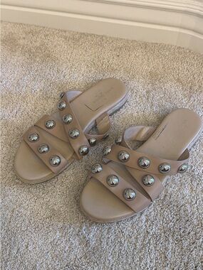 Studded Nude Slide Sandals - Women